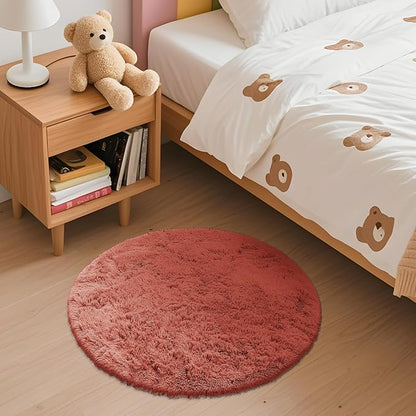 OLANLY Rust Red Round Rugs for Bedroom - Image 3