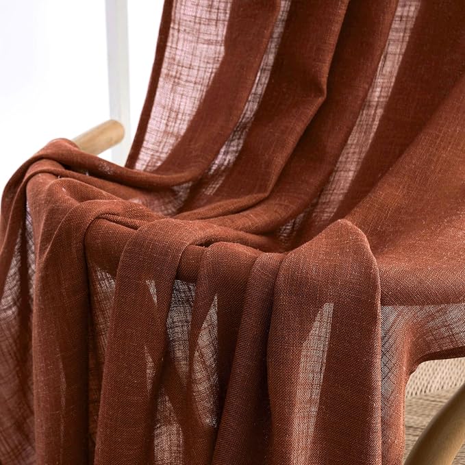 MIULEE Burnt Orange Fall Linen Curtains 42x84 Inch 2 Panels - Image 6