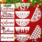 Christmas Stencils 12” Xmas Stencil for Wood Christmas Stencil for Painting Holiday Stencils Merry Christmas Believe Drawing Templates Half Round Stencil for Door Hanger Porch Wreath Home Decor