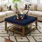Befurtori Large Square Ottoman Coffee Table, Linen Solid Upholstered Footrest by Befurtori