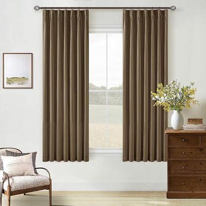 Dutch Cocoa 100% Blackout Pinch Pleated Linen 63 Inch Curtains - Image 8