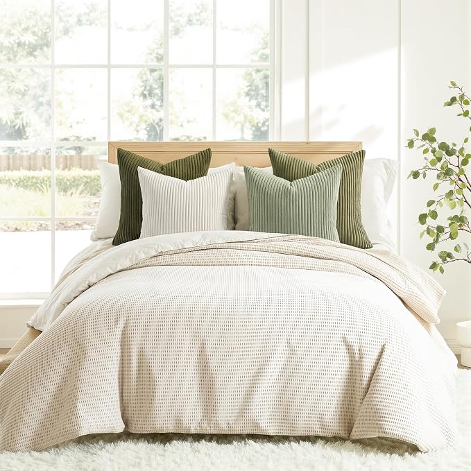 Topfinel 20x20 Pillow Covers Set of 4 Mordern Nordic Green White Throw Pillow - Image 4
