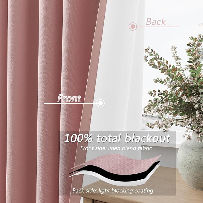 100% Blackout Curtains 80 Inch Length 2 Panels Set - Image 4