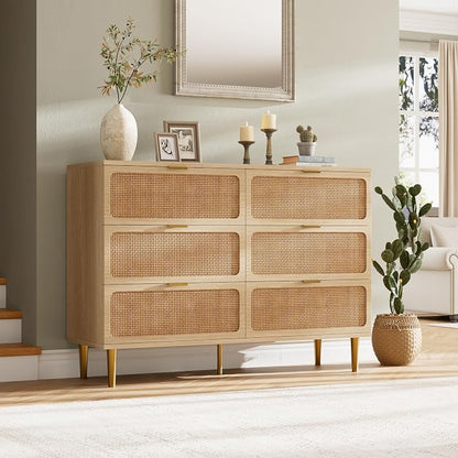 GarveeHome Rattan 6 Drawer Dresser - Image 3