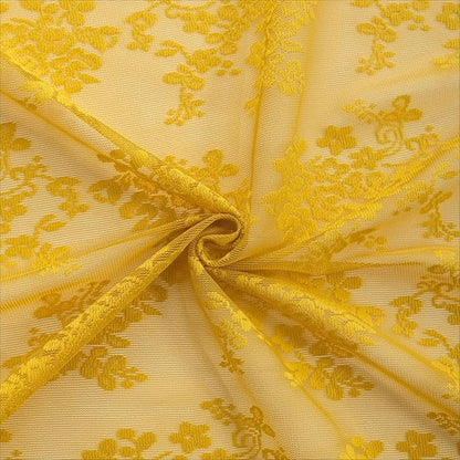 YJ YANJUN Vintage Lace Curtains 72 Inches Long-Victorian Floral Pattern Mustard - Image 6