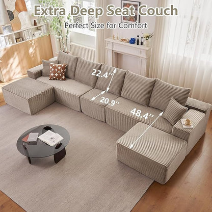 167.7" Sectional Cloud Couch for Living Room, Modular Floor Deep-Seat Sofa - Image 7