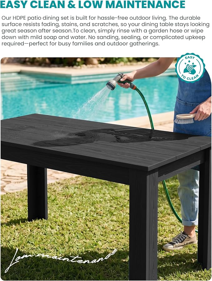 SERWALL Outdoor Dining Set for 8 – HDPE Patio Set - Image 3