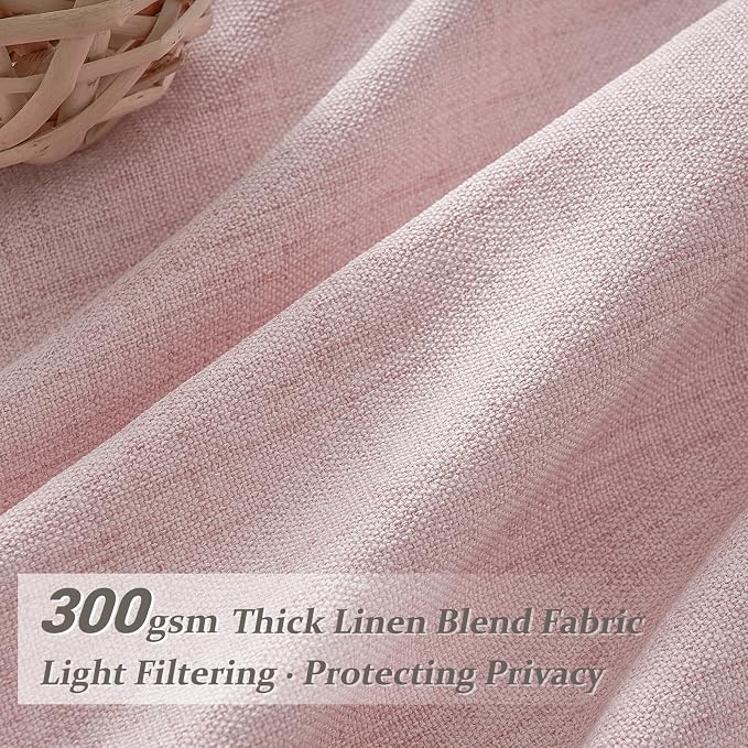 Light-Pink Floor to Ceiling Semi Sheer Extra Long Curtains 108 Inches Length - Image 3