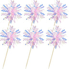 Gyufise 30Pcs Foil Firework Cupcake Toppers Sparkle Tinsel Cake Toppers Tinsel Drink Cake Decoration Cocktail Picks for Birthday Wedding Graduation Party Supplies Pink