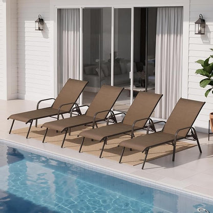 Crestlive Products Outdoor Chaise Lounge Chair, 5-Position Pool Lounge Chairs - Image 9
