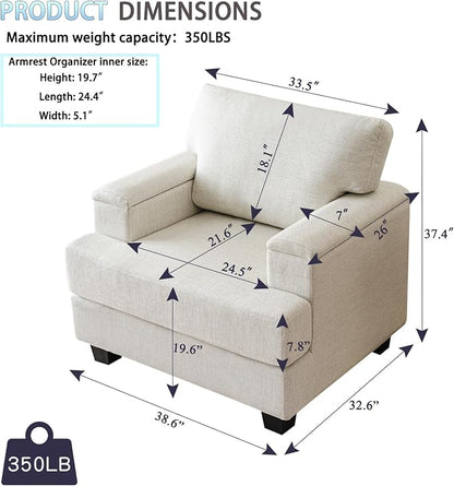 Oversized Accent Chair with Armrest Organizer, Comfy Living Room Chairs with - Image 2