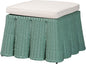 Bali & pari Palm Bohemian Seafoam Green Scallop Rattan Ottoman by balipari