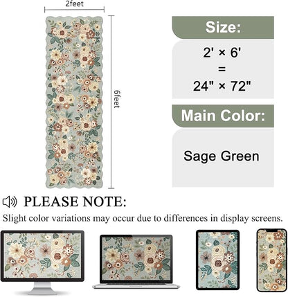 DUKINO 2x6 Runner Rug, Floral Washable Rug - Image 2