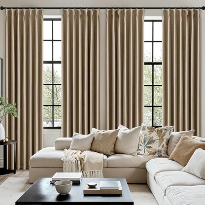 MIULEE Cafe Brown Pinch Pleated 100% Blackout Linen Curtains 40x102 Inches | - Image 7