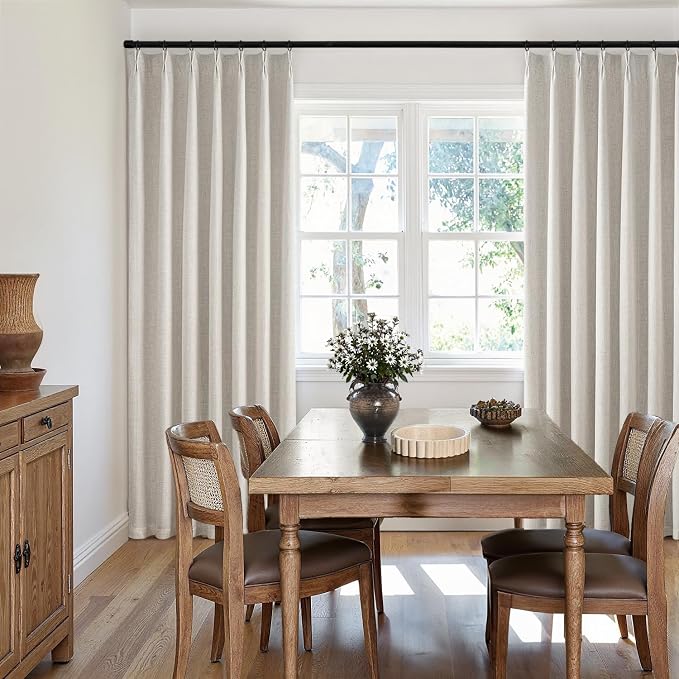 MIULEE Birch Pinch Pleated 100% Blackout Linen Curtains 40x84 Inches | Room - Image 7