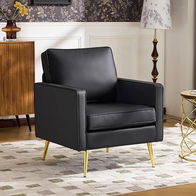 VINGLI Modern PU Leather Accent Chairs Set of 2, Single Sofa Chair - Image 8