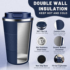 Insulated Coffee Tumblers with Flip Lid 12oz / 17oz, Stainless Steel Travel Coffee Mug Leak Proof, Vacuum Insulated Coffee Mug Reusable Cup, Keeps Cold and Hot for Coffee Tea
