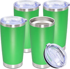 20oz Tumbler Stainless Steel Tumbler Cup with Lid Vacuum Insulated Double Wall Travel Mug, Durable Powder Coated Travel Coffee Tumbler Mug for Hot & Cold Drinks, Green,4 Pack