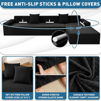 ZNSAYOTX Sectional Couch Covers, Stretch Jacquard Slipcovers - Image 3