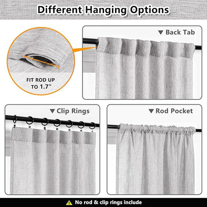 MYSKY HOME Grey Curtains 84 Inch Length, Living Room Curtains & Drapes Boho - Image 3
