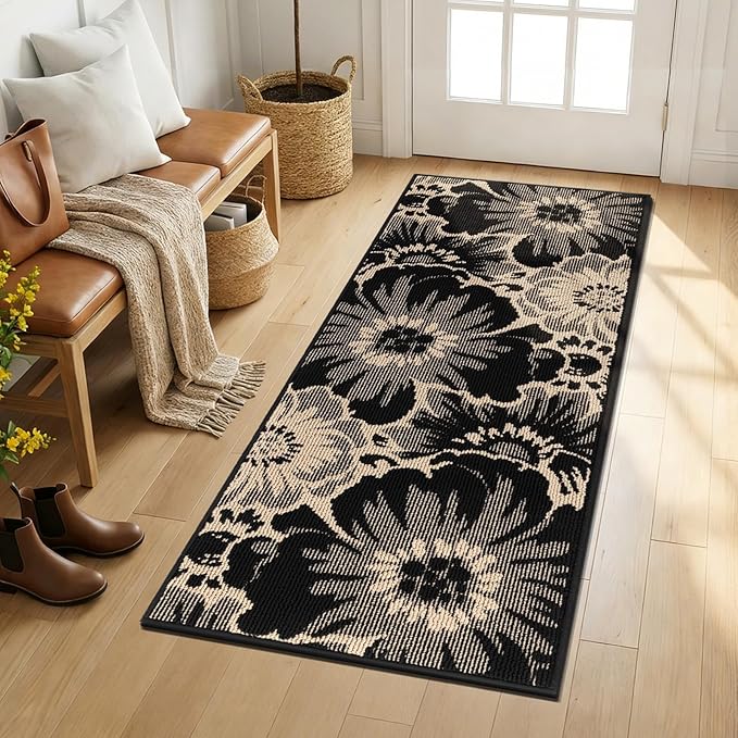 Findosom Hallway Runner Rug 2x4, Non Slip High-Low Textured Floral Washable - Image 9