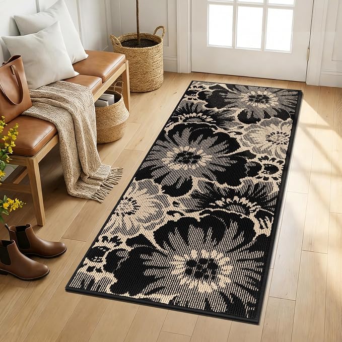 Findosom Hallway Runner Rug 2x6, Non Slip High-Low Textured Floral Washable - Image 6