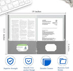 Zzrywuty File Folders with Pockets Letter Size, 50-Pack Paper Folders with Card Slot, Two Pocket Folders for School Students, Businessmen, Home and Office Workers (Grey)