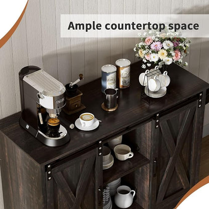 4 EVER WINNER 42" Farmhouse Coffee Bar Cabinet, Buffet Cabinet - Image 4