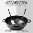 Wooden Handle Silicone Rubber Spatula Set for Kitchen Baking, Cooking, and Mixing High Heat Resistant Non Stick Dishwasher Safe BPA-Free Black+blue Set of 2 (Black Wooden Handle Spatula 4P)