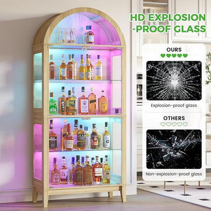 HNEBC Arched Display Case with RGB Lights, LED Curio Cabinet with Shelf - Image 7