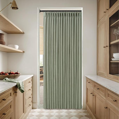 Pleated Memory Shaped Sage Green Linen Semi Sheer Curtains 50 by 80 Inch | - Image 7