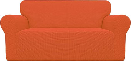 Easy-Going Stretch Loveseat Couch Covers Washable Orange | 1-Piece Loveseat by Easy-Going