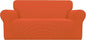 Easy-Going Stretch Loveseat Couch Covers Washable Orange | 1-Piece Loveseat by Easy-Going