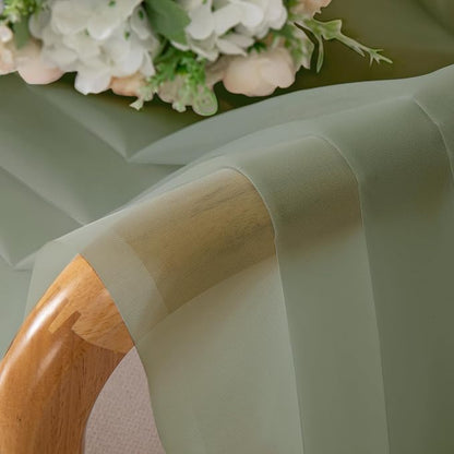 Chyhomenyc Sheer Curtains 63 Inch Length 2 Panels, Sage Green | Light Filtering - Image 7