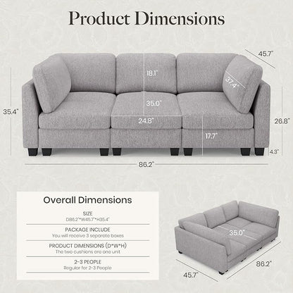Belffin 86.2" Sectional Sleeper Sofa Bed - Image 2