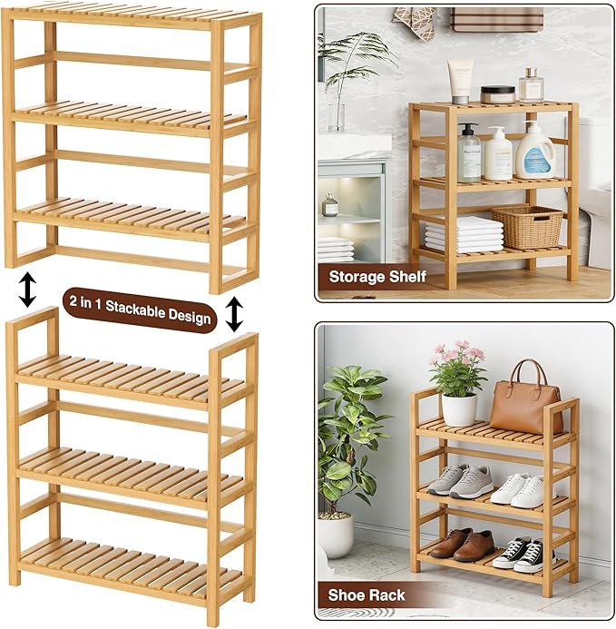 VASMIA 6-Tier Bamboo Shelf, Bamboo Storage Shelving Unit, Tall Bookcase - Image 6
