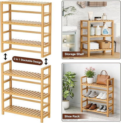 VASMIA 6-Tier Bamboo Shelf, Bamboo Storage Shelving Unit, Tall Bookcase - Image 6