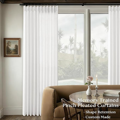 Pinch Pleated Linen 102 Inch Curtain 72 Inch Width Light Filtering | Semi Sheer - Image 2