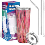 THILY Vacuum Insulated Stainless Steel Tumbler Travel Mug 26 oz Coffee Cup with 2 Lids and Straws, Splash Proof, Reusable, Keep Iced Drinks Cold, Watercolor Flower