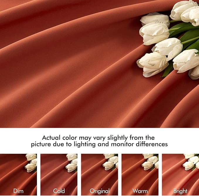 MIULEE Fall Burnt Orange Back Tab Blackout Curtains 52"x120" Length 2 Panel | - Image 8