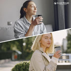 [400 SET]Harvest Pack 12 oz Disposable Coffee Cups, Insulated Ripple Double-Walled Paper Cup with Lid, Black and White Geometric, Tea Hot Chocolate Drinks To go coffee cups