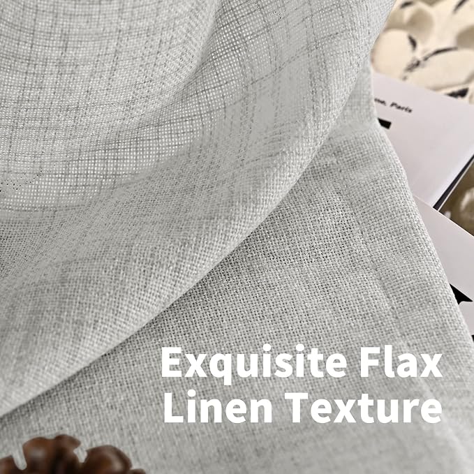YoungsTex Light Grey Linen Curtains 80 Inches Long 2 Panels Set, Light - Image 4
