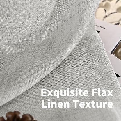 YoungsTex Light Grey Linen Curtains 40 Inch Length - Image 4
