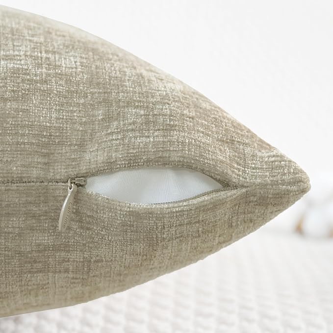 CaliTime Decorative Couch Throw Pillow Covers 26 X 16 Inches Light Taupe | Pack - Image 3
