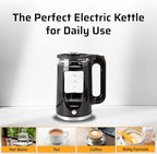 Epsilon 1.7L Glass Electric Kettle – Hot Water Tea Kettle with LED Light, Stainless Steel & Borosilicate Glass, Auto Shut-Off, BPA-Free Electric Teapot, 1500W Fast Boil, Cool Touch