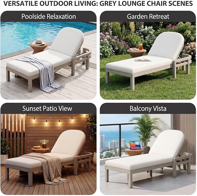 Outdoor Chaise Lounge Chair Set of 2, Patio Chaise Lounge Recliner - Image 5
