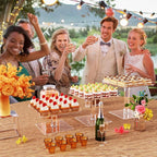 3 Piece Cupcake Stand, Acrylic Dessert Table Display Set, Clear Square Serving Trays for Birthday, Wedding, Baby Shower