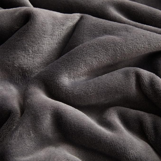 KMUSET Fleece Blanket Twin Size Dark Grey Lightweight Throw Blanket Super Soft - Image 5