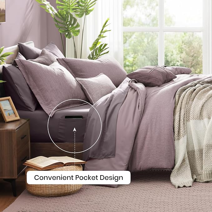 Monbix Full Size Comforter Set, Lilac Bedding Comforter - Image 5