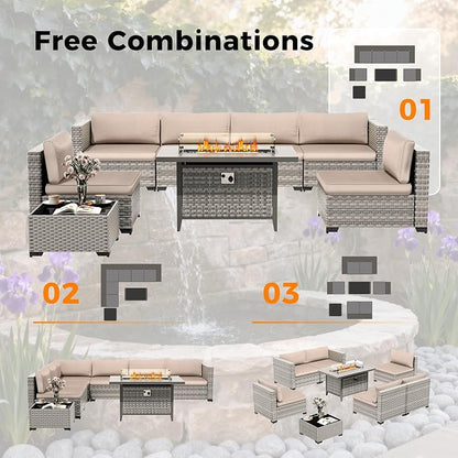 6-Seat Modern Outdoor Wicker Rattan Patio Furniture Set - Image 9